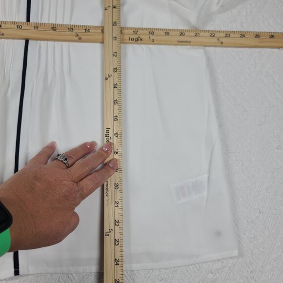 Hobbs London Rhianna blouse in white w/navy piping Size 10 Minimalistic Corpcore - Picture 5 of 10